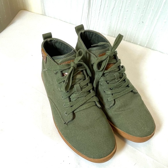 Men's Olive Canvas High-Top Sneakers - Picture 3 of 10